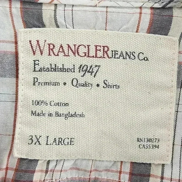 Wrangler Men's 3XL Plaid Button Down Long sleeve Shirt - Picture 5 of 6